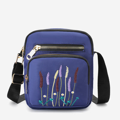 Lightweight Water & Tear Resist Women Purse Multi-pocket Embroidery Crossbody Bag Shoulder Bag