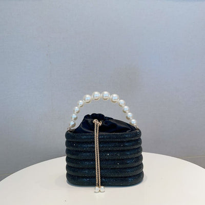 Diamond Pearl Chain Bag For Women Party Drawstring Crossbody Bag