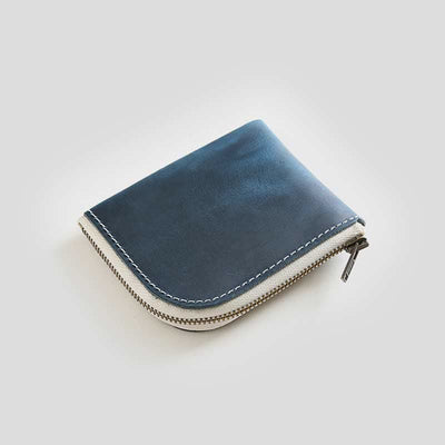 Retro Genuine Leather Coin Purse Slim Zip Change Pouch Wallet