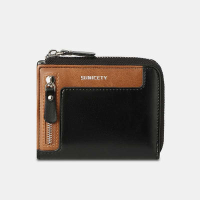 RFID Blocking Small Zip Around Leather Wallet Front Pocket Wallet