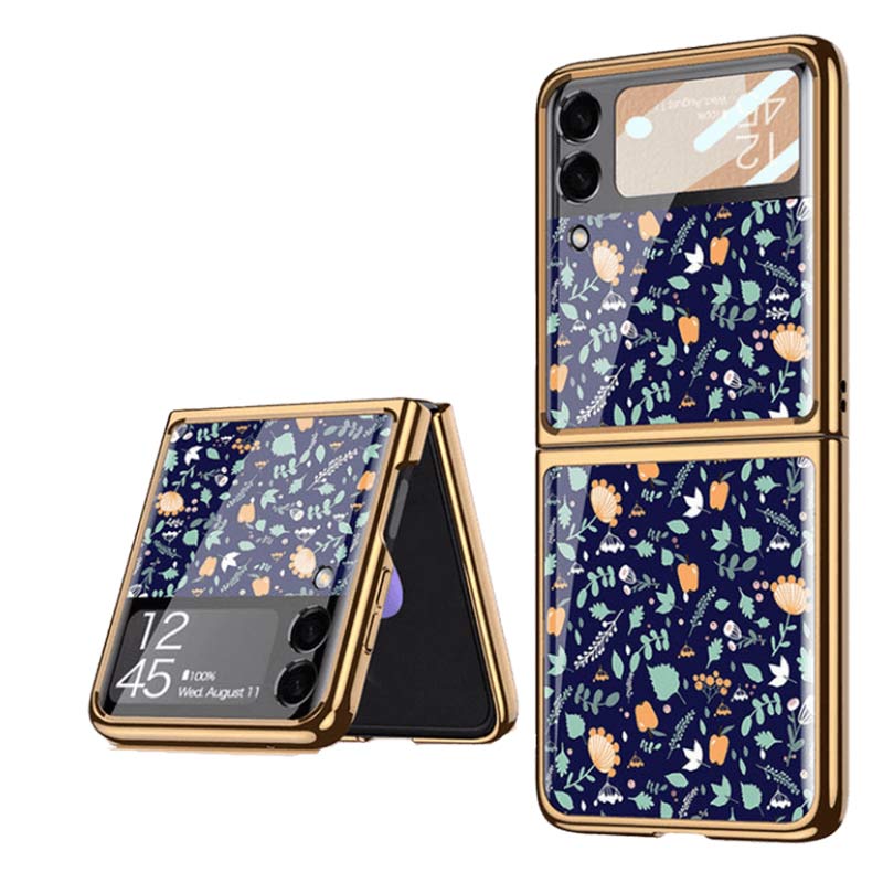Samsung Galaxy Z Flip 3 Case Floral Premium Thin Transparent Hard PC Phone Cover