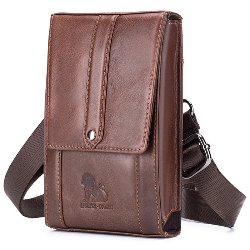 Genuine Leather Wallet Clutch Multi-Slot Waist Bag with Belt Loop Crossbody Strap