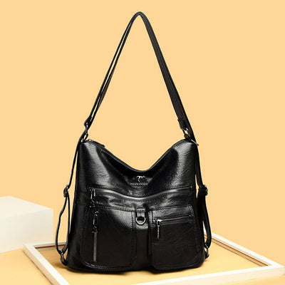 Solid Color Tote Convertible Backpack Shoulder Bag For Commuter