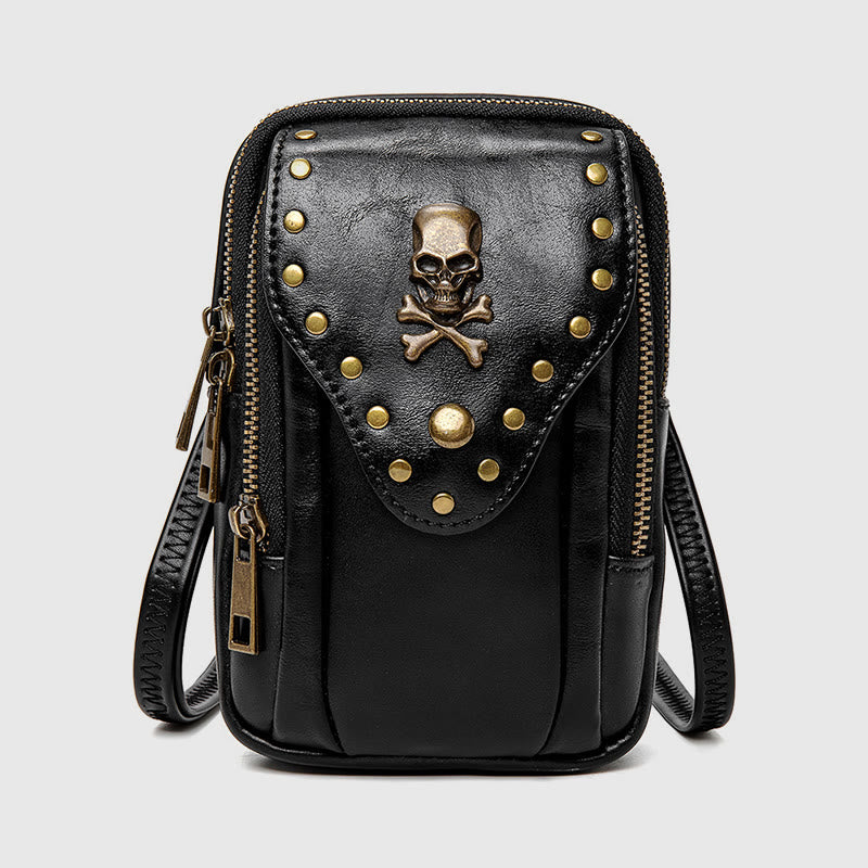Phone Bag For Women Black Punk Style Portable Travel Bag