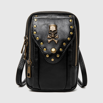 Phone Bag For Women Black Punk Style Portable Travel Bag