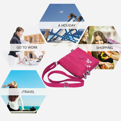 Lightweight Triple Zip Small Crossbody Bag Shoulder Bag for Women