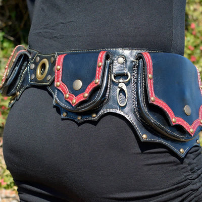 Waist Bag for Women Men Medieval PU Leather Rivets Waist Bag