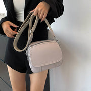 Vegan Leather Crossbody Bag for Women Medium Size Wide Strap Shoulder Purse
