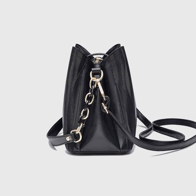 Stripe Pattern Handbag Women Large Vegan Leather Crossbody Bucket Bag