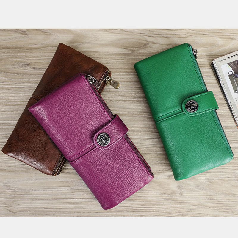 RFID Blocking Genuine Leather Women Wallet Anti-theft Air Tag Holder Card Holder
