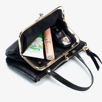 Genuine Leather Coin Purse Pouch Change Wallet Clutch with Top Handle