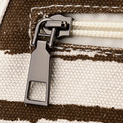 Casual Tote Bag For Women Daily Use Striped Canvas Bag
