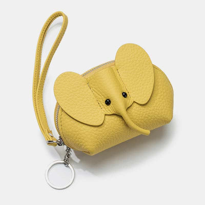 Women Small Coin Purse Elephant Leather Wallet Change Pouch Wristlet