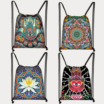 Drawstring Backpack For Daily Shopping Portable Lightweight Cartoon Bag