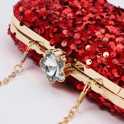 Women Glitter Clutch Beaded Sequin Party Evening Bag with Crossbody Strap