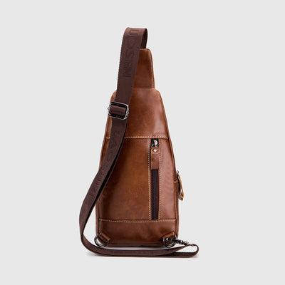Multi-Pocket Vintage Sling Bag With Headphone Jack
