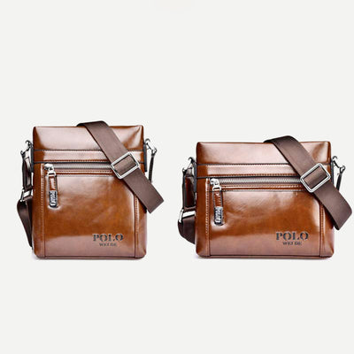 Men's PU Leather Shoulder Bag Business Crossbody Bag Messenger Bag
