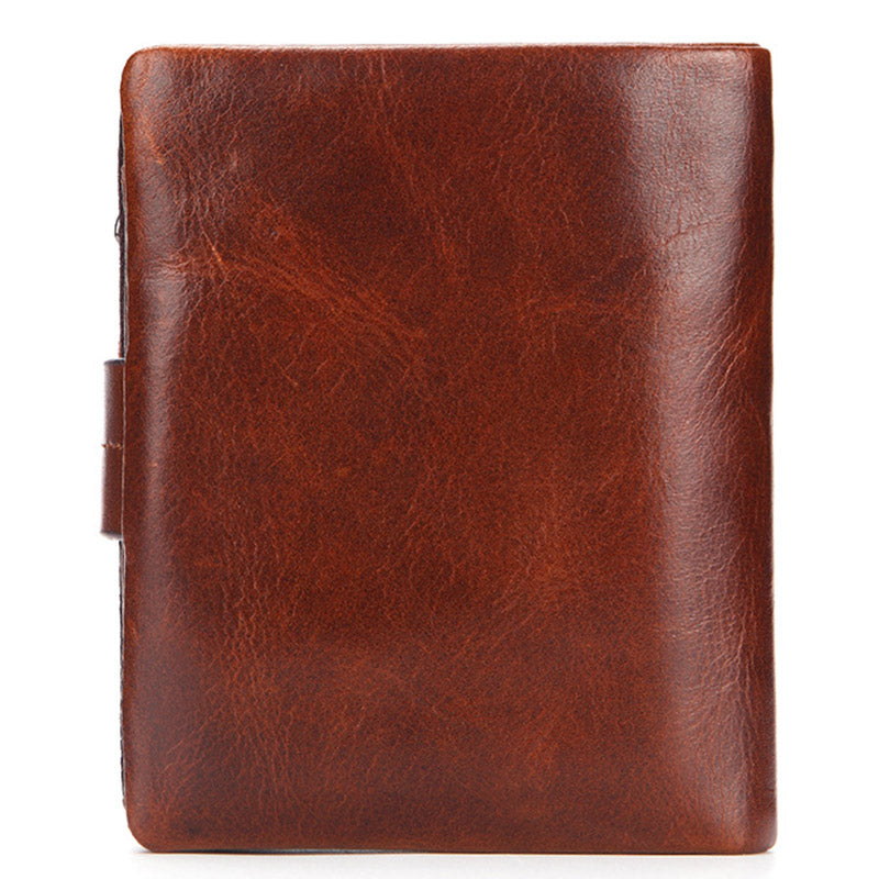 Vintage Genuine Leather Short Wallet Men's Purse Front Pocket Wallet