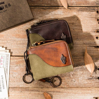 Genuine Leather Coin Purse Change Holder for Women Zipper Pouch Wallet