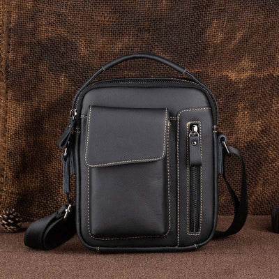Men's Genuine Leather Large Capacity Crossbody Bag