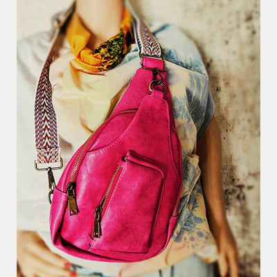 Vintage Soft Leather Sling Bag for Women Large Capacity Shoulder Daypack