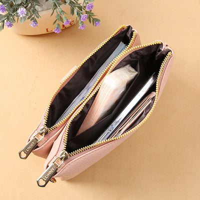 Double Compartment Phone Bag For Women Multifunctional Leather Crossbody Bag