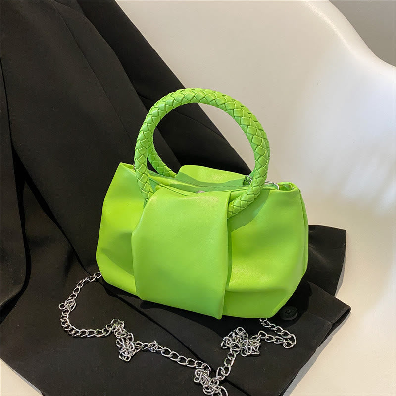 Crossbody Bag For Women Wrinkle Shape Mini Solid Color Handbag