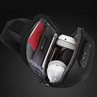 Anti-theft Waterproof Chest Bag Sling Bag With USB Charging Port