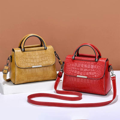 Crocodile Print Vegan Leather Purse For Women Classic Solid Handbag