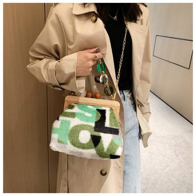 Soft Plush Bag For Women Detachable Chain Crossbody Fur Bag