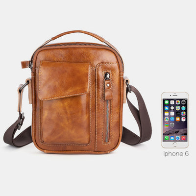 Men's Genuine Leather Large Capacity Crossbody Bag