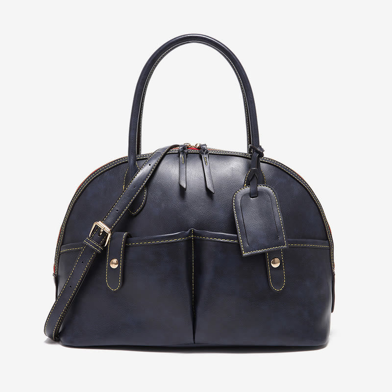 Retro Shell Bag For Women Soft Oil Wax Leather Tote