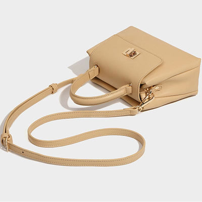 Top-Handle Bag For Women Plain Color Vintage Soft Leather Crossbody Bag