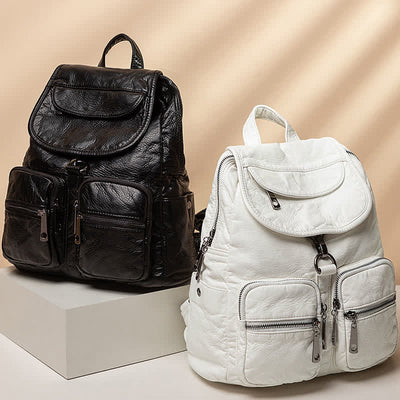Soft Leather Travel Backpack Small Waterproof Casual Daypack Backpacks for Women