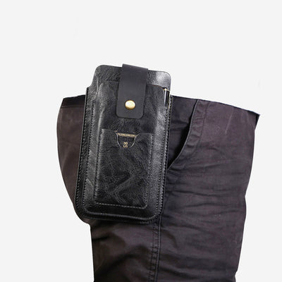 Retro Men EDC Genuine Leather Phone Bag