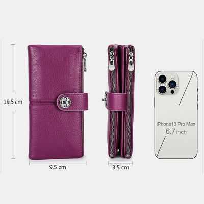 RFID Blocking Genuine Leather Women Wallet Anti-theft Air Tag Holder Card Holder