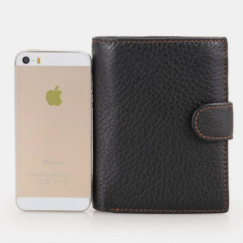 RFID Genuine Leather Card Holder Trifold Wallet