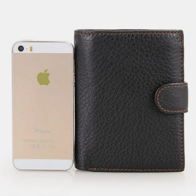 RFID Genuine Leather Card Holder Trifold Wallet