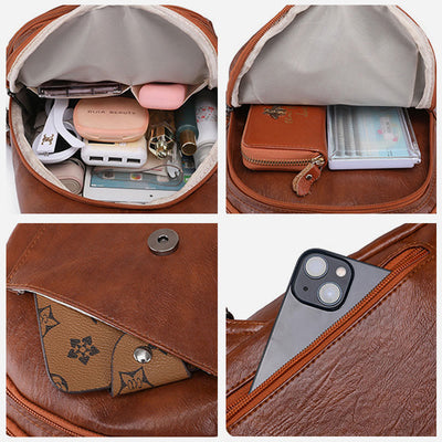 Twist Clamshell Leather Backpack Convetible Sling Bag For Women