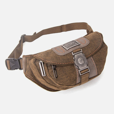 Canvas Waist Pack For Men Retro Small Crossbody Crescent Moon Bag