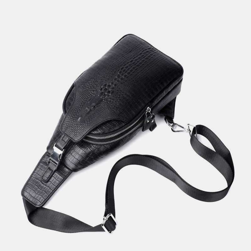 Crocodile Leather Sling Bag Chest Backpack Outdoor Travel Hiking Sports Daypacks
