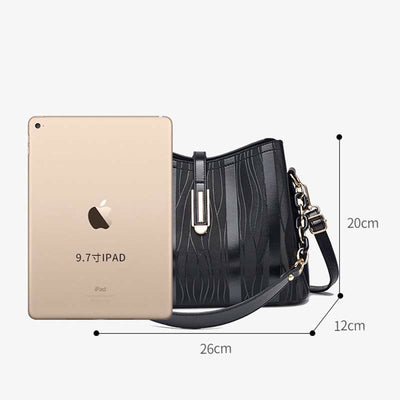 Stripe Pattern Handbag Women Large Vegan Leather Crossbody Bucket Bag