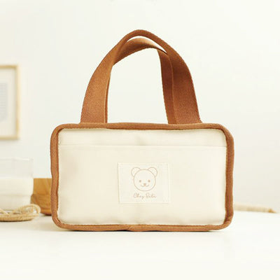 Cute Embroidery Lunch Bag Canvas Mommy Bag Baby Adult Portable Lunch Box
