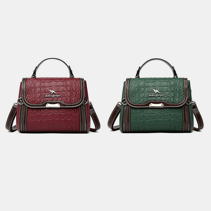 Crocodile Print Handbag For Women Roomy PU Leather Crossbody Bag