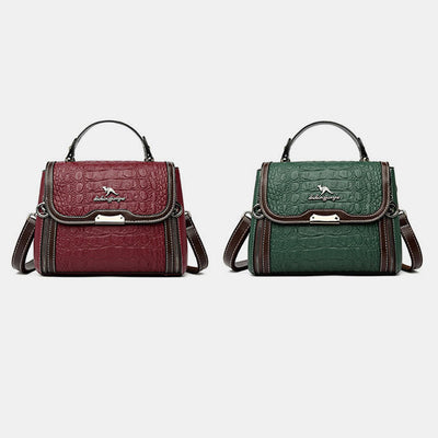 Crocodile Print Handbag For Women Roomy PU Leather Crossbody Bag