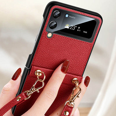 Crossbody Phone Case Samsung Z Flip 4 Folding Screen Leather Protective Cover