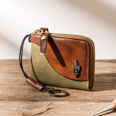 Genuine Leather Coin Purse Change Holder for Women Zipper Pouch Wallet