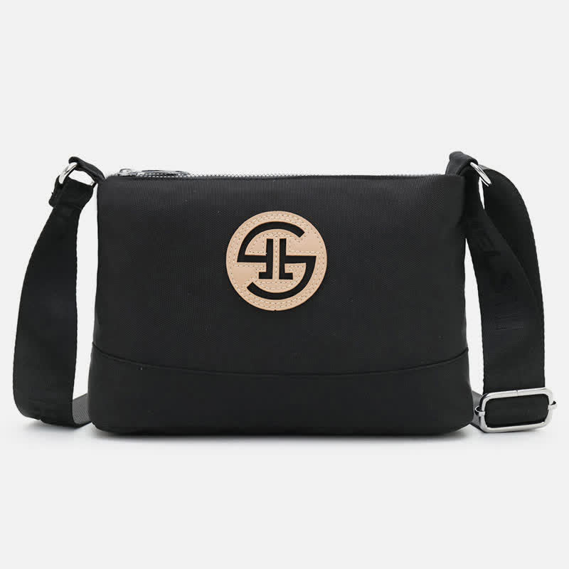 Triple Zip Small Crossbody Bag Lightweight Waterproof Nylon Handbag for Women
