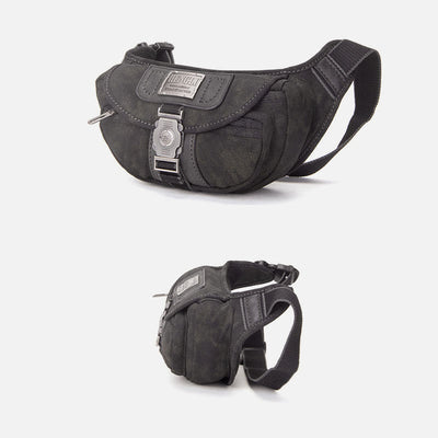 Canvas Waist Pack For Men Retro Small Crossbody Crescent Moon Bag