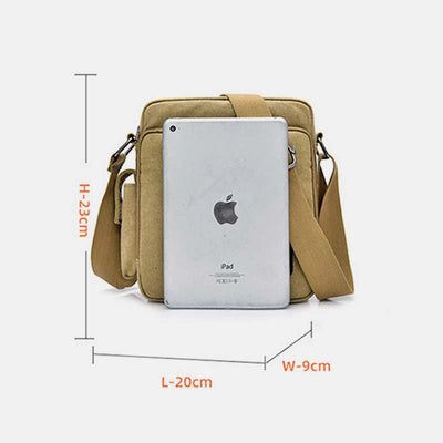 Vintage Canvas Mini Crossbody Shoulder Bag Men Small Purses with Multi-Slot